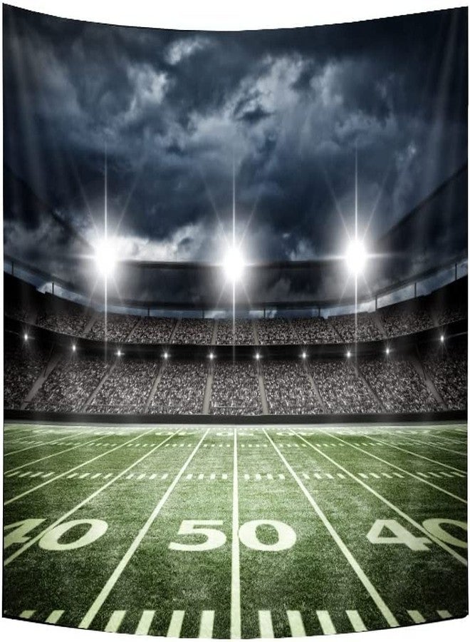 Bzhilja American Football Stadium Tapestry , Sport Field Light Night Soccer Turf Boys Kids Green Grass Dark Black Modern Simple Printed Decoration Tapestry Wall Hanging Bedroom Living Room Dorm Decor,80X60 - Image 4